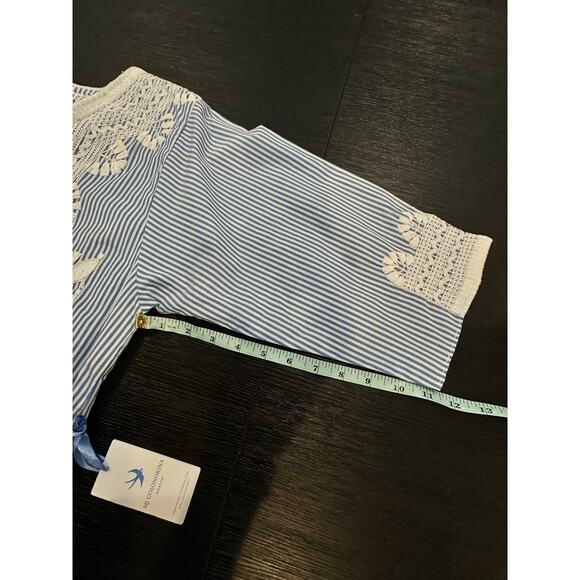 NEW NWT Mi Golondrina Hand Made Tunic Top Blue White size Small - Picture 5 of 9